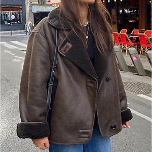 Zara Double Faced Faux Shearling Jacket